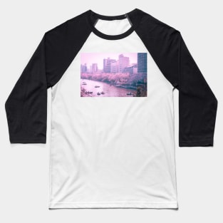 Vaporwave 80s Anime Vibes on a river in Tokyo Japan. Beautiful pink art Baseball T-Shirt